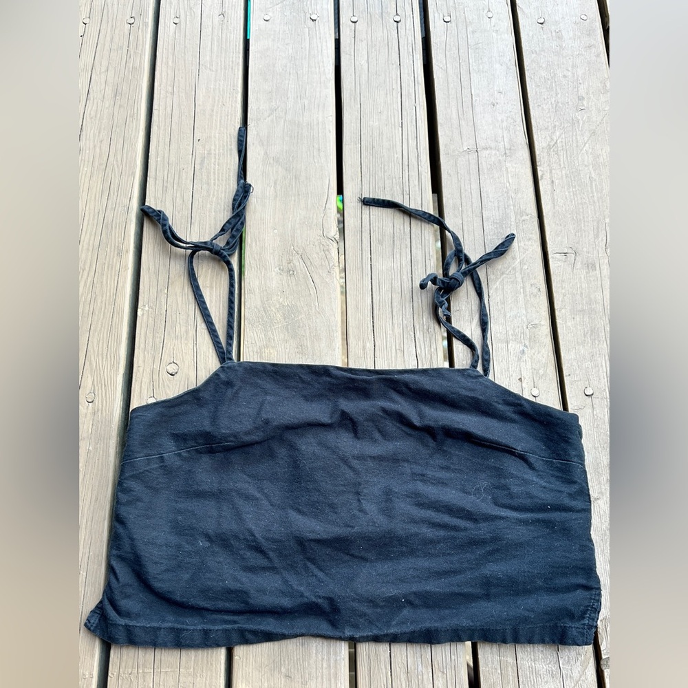 Brandy Melville Black Tie Crop Top